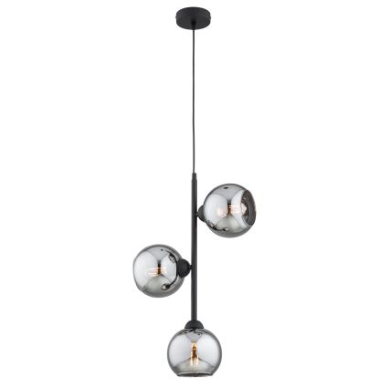 Brilagi - Ripatslühter kaabliga DIOR 3xE27/60W/230V must/suitsuhall
