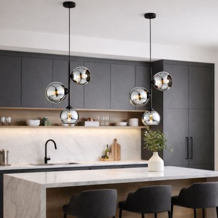 Brilagi - Ripatslühter kaabliga DIOR 3xE27/60W/230V must/suitsuhall