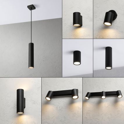 Brilagi - Ripatsvalgusti kaabliga CRISPINA 1xGU10/10W/230V must