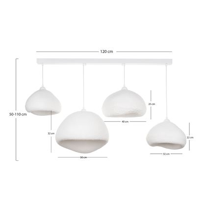Brilagi - Ripplamp juhtmega WABI SABI 4xE27/40W/230V valge