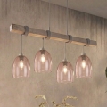 BRILAGI - Ripplamp juhtmega WOOD GLASS 4xE27/60W/230V mänd/hall/suitsune beež