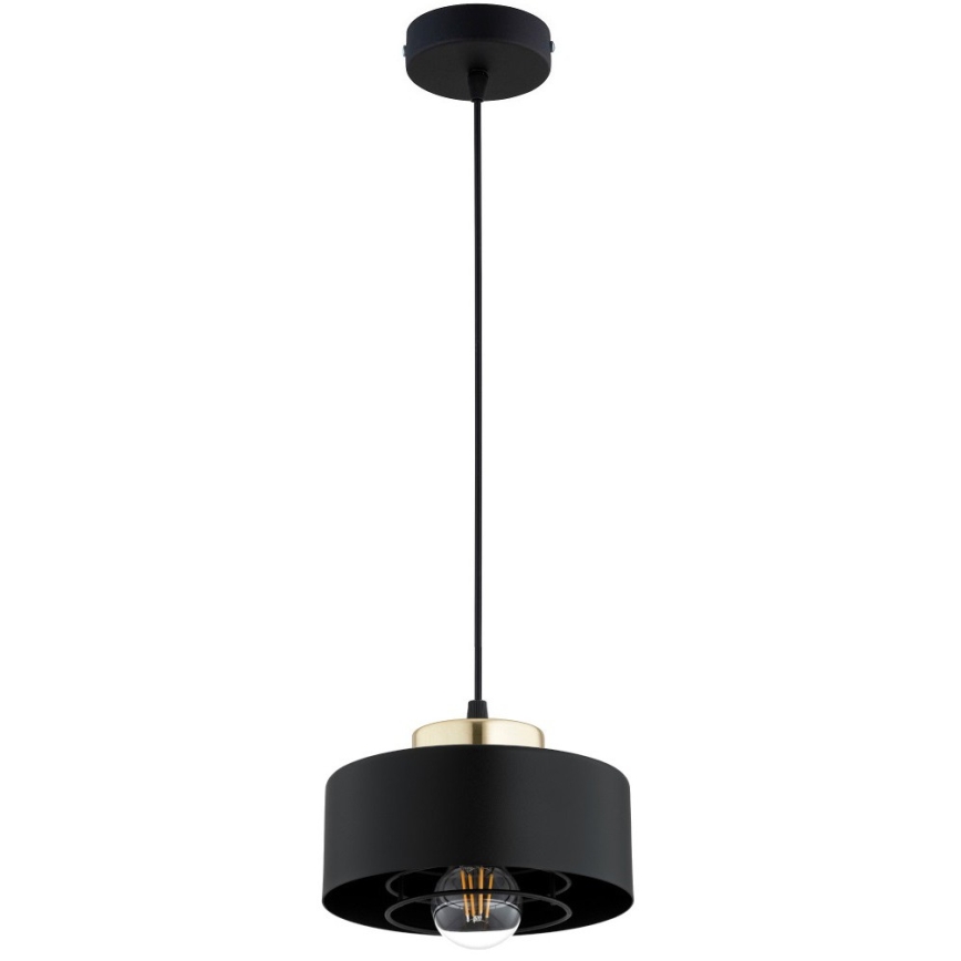 Brilagi - Ripplamp juhtmel SPRING 1xE27/60W/230V, läbimõõt 20 cm, must/kuldne