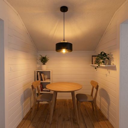 Brilagi - Ripplamp juhtmel SPRING 1xE27/60W/230V, läbimõõt 20 cm, must/kuldne