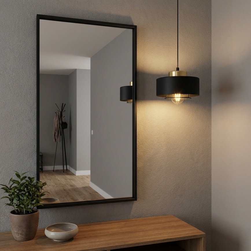 Brilagi - Ripplamp juhtmel SPRING 1xE27/60W/230V, läbimõõt 20 cm, must/kuldne