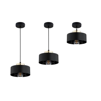 Brilagi - Ripplamp juhtmel SPRING 1xE27/60W/230V, läbimõõt 20 cm, must/kuldne