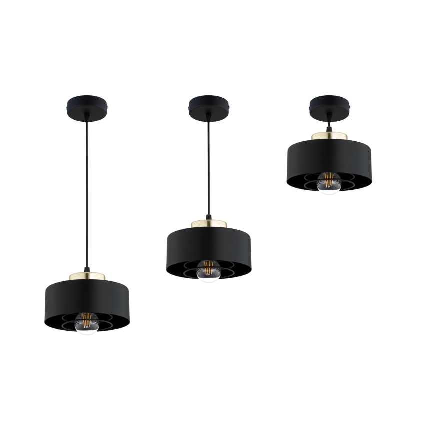 Brilagi - Ripplamp juhtmel SPRING 1xE27/60W/230V, läbimõõt 20 cm, must/kuldne