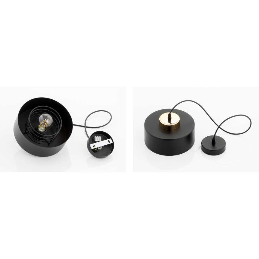 Brilagi - Ripplamp juhtmel SPRING 1xE27/60W/230V, läbimõõt 20 cm, must/kuldne