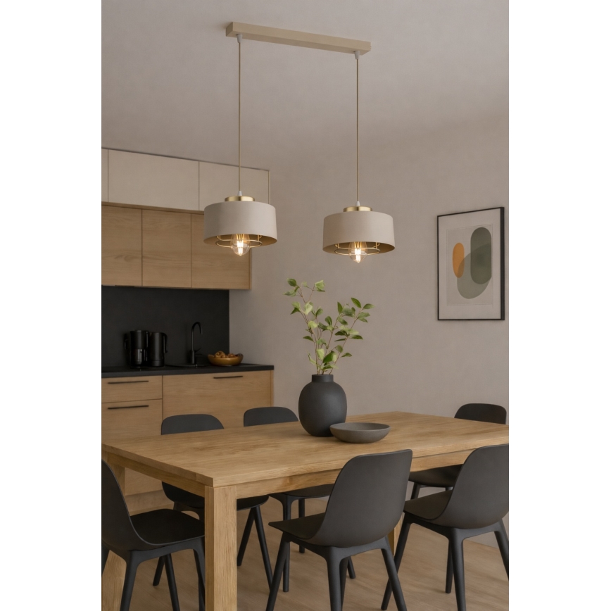 Brilagi - Ripplamp kaabliga 2xE27/60W/230V beež/kuldne