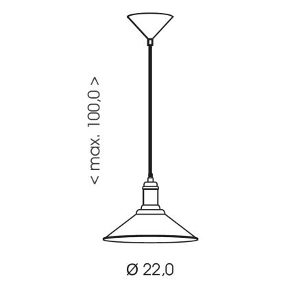 Brilagi - Ripplamp kaabliga FORGE 1xE27/60W/230V, läbimõõt 22 cm, must
