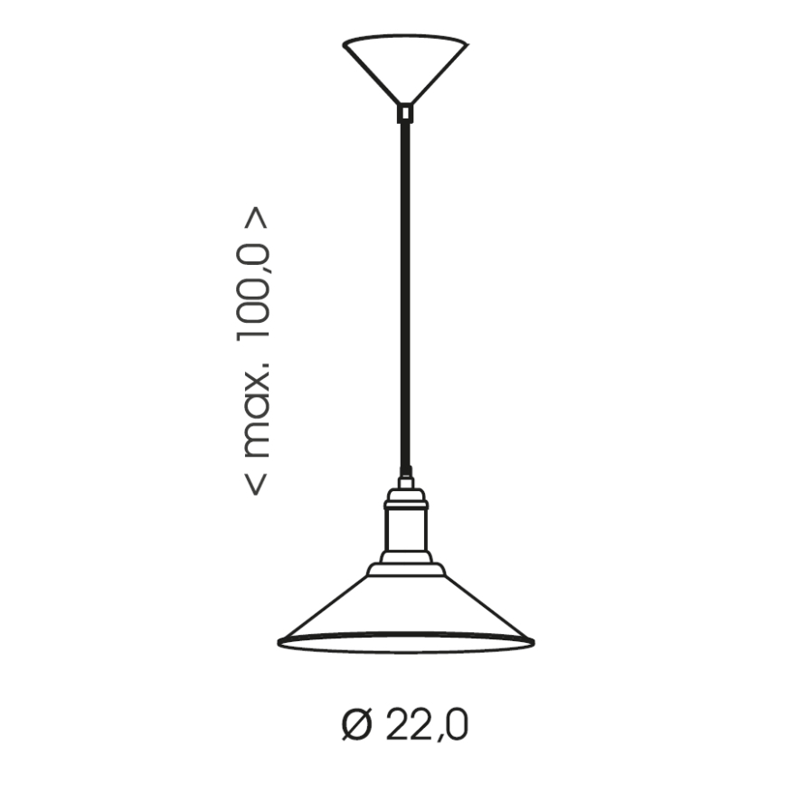 Brilagi - Ripplamp kaabliga FORGE 1xE27/60W/230V, läbimõõt 22 cm, must