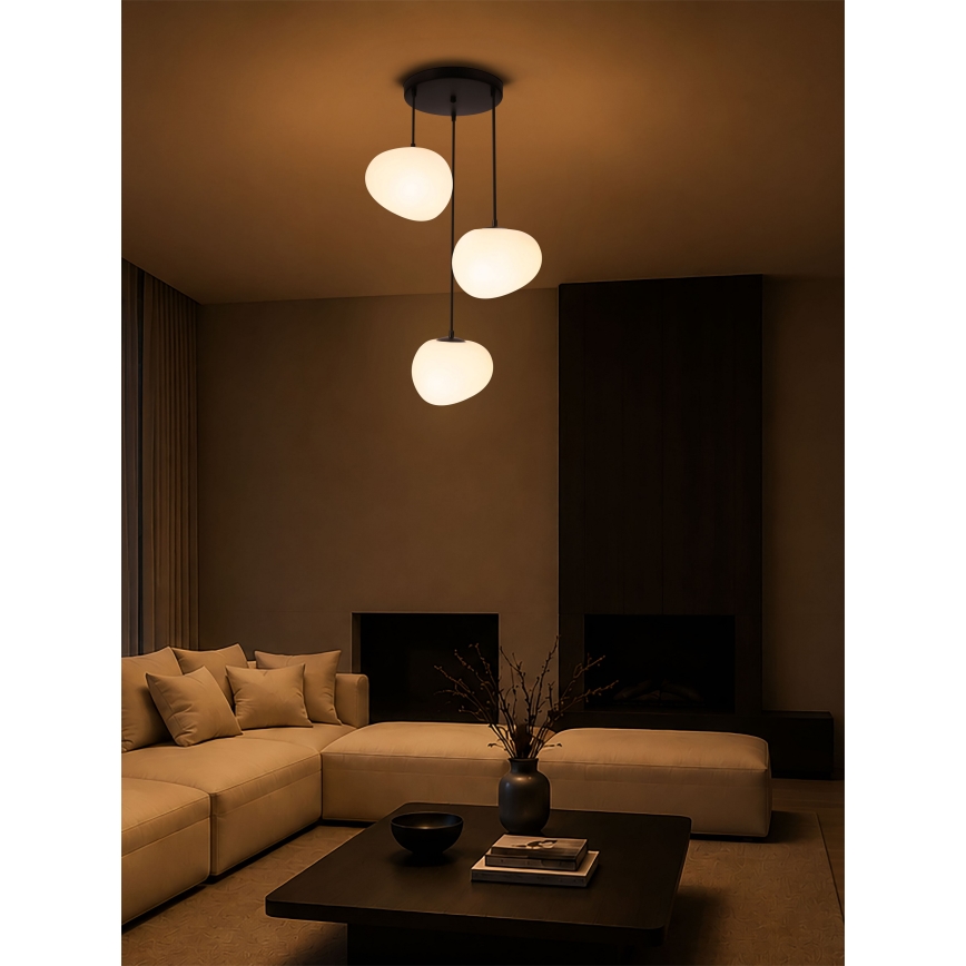 BRILAGI - Ripplamp kaabliga PEBBLES 3xE27/40W/230V, läbimõõt 42 cm, must