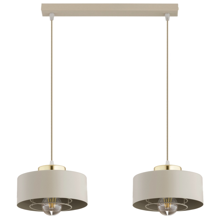 Brilagi - Ripplamp kaabliga SPRING 2xE27/60W/230V beež/kuldne