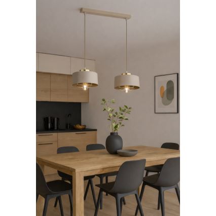 Brilagi - Ripplamp kaabliga SPRING 2xE27/60W/230V beež/kuldne
