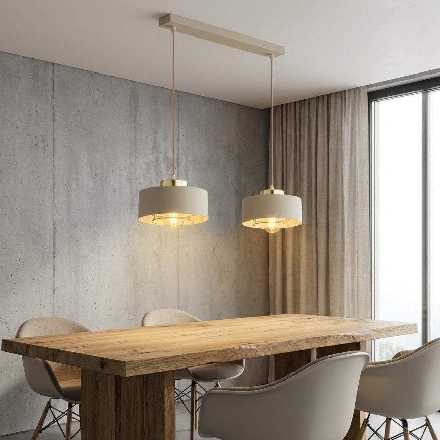 Brilagi - Ripplamp kaabliga SPRING 2xE27/60W/230V beež/kuldne
