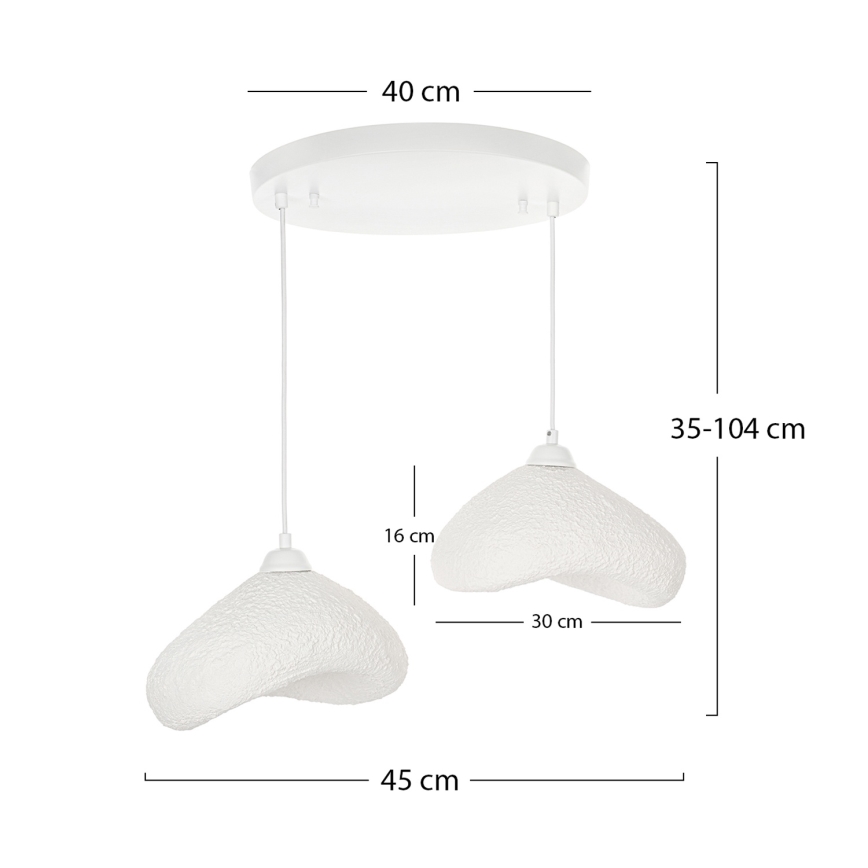 Brilagi - Ripplamp kaabliga WABI SABI 2xE27/40W/230V, läbimõõt 45 cm, valge