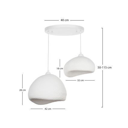 BRILAGI - Ripplamp kaabliga WABI SABI 2xE27/40W/230V läbimõõt 70 cm valge