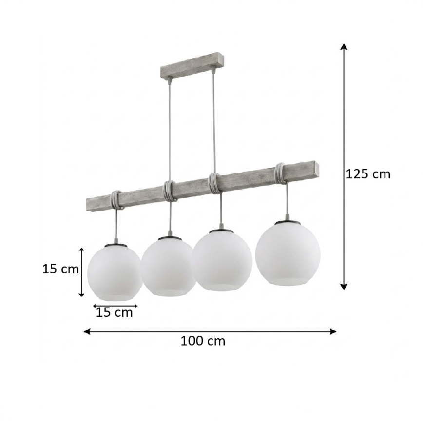 BRILAGI - ripplamp kaabliga WOOD GLASS 4xE27/60W/230V mänd/hall/valge