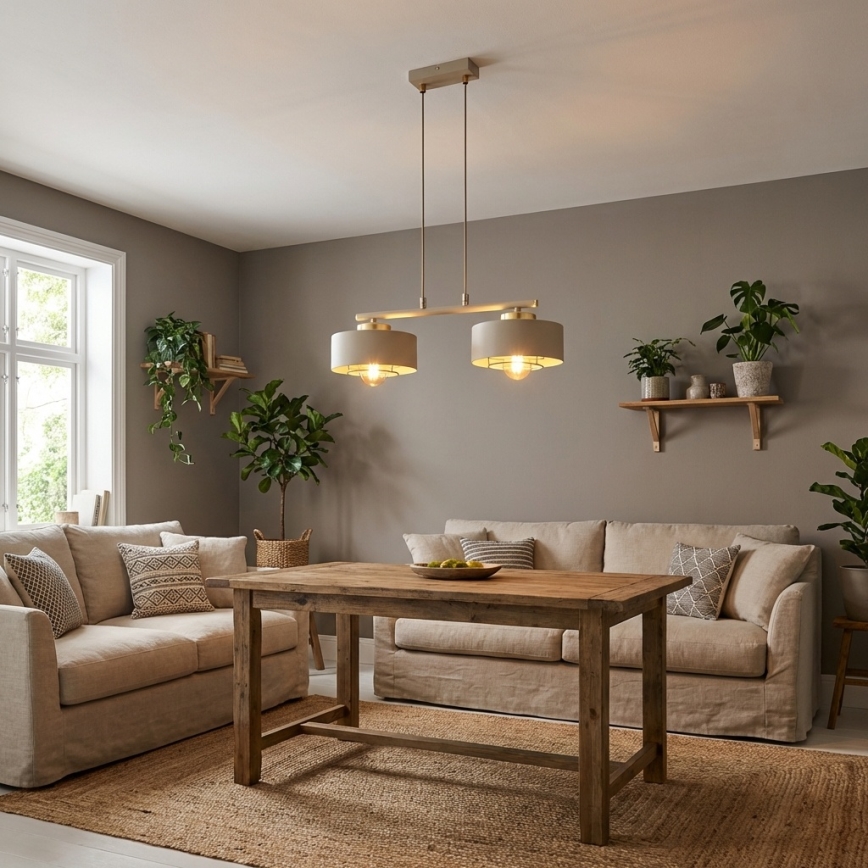 Brilagi - ripplamp kaablil 2xE27/60W/230V beež/kuldne