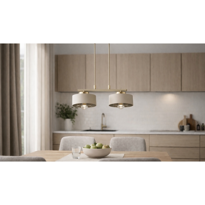 Brilagi - ripplamp kaablil 2xE27/60W/230V beež/kuldne