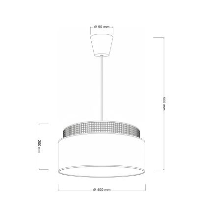 Brilagi - Ripplamp kaablil PADOVA 1xE27/60W/230V, Ø 40 cm, kreemjas