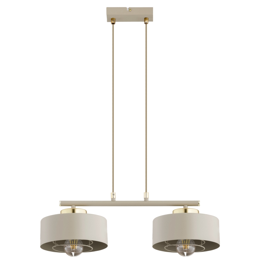 Brilagi - ripplamp kaablil SPRING 2xE27/60W/230V beež/kuldne