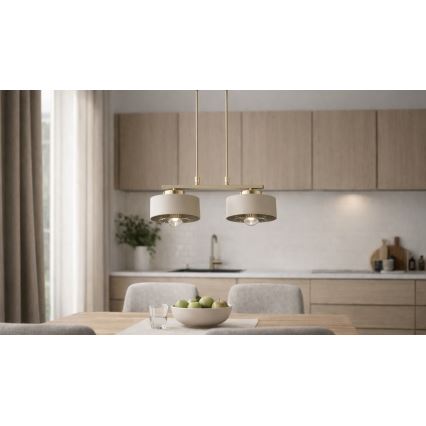Brilagi - ripplamp kaablil SPRING 2xE27/60W/230V beež/kuldne