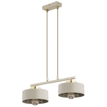 Brilagi - ripplamp kaablil SPRING 2xE27/60W/230V beež/kuldne