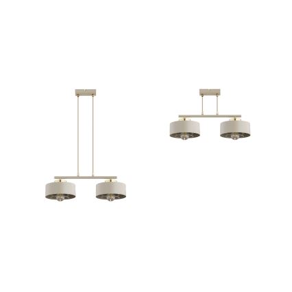Brilagi - ripplamp kaablil SPRING 2xE27/60W/230V beež/kuldne