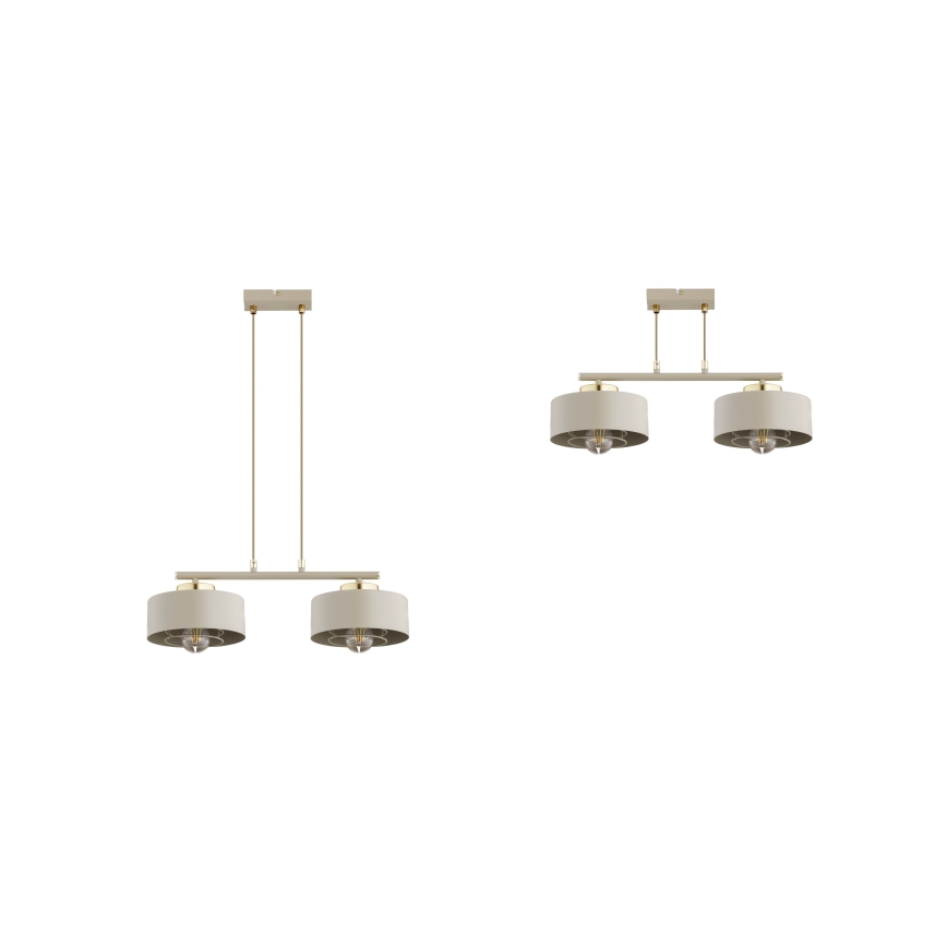 Brilagi - ripplamp kaablil SPRING 2xE27/60W/230V beež/kuldne
