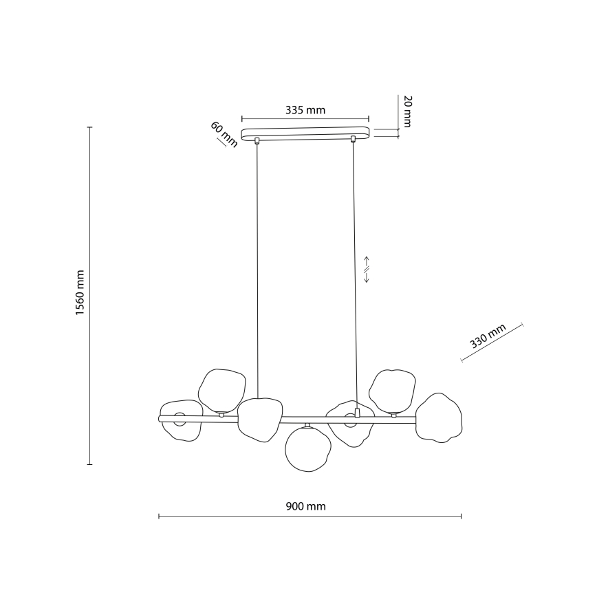 Brilagi - Ripplamp kaablil VULCANO 7xG9/8W/230V beež/suitsune beež