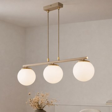 Brilagi - Ripplühter juhtmega MILO ECRU 3xE27/60W/230V beež/kuldne