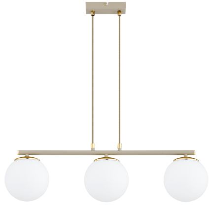 Brilagi - Ripplühter juhtmega MILO ECRU 3xE27/60W/230V beež/kuldne