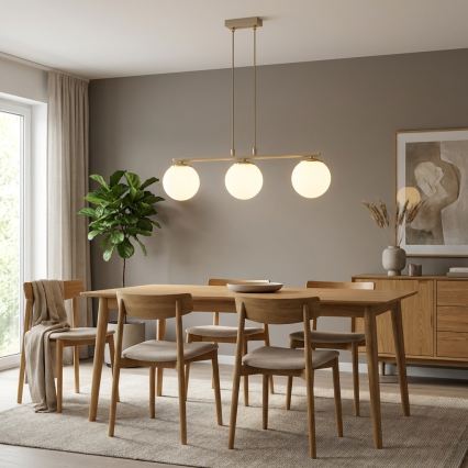 Brilagi - Ripplühter juhtmega MILO ECRU 3xE27/60W/230V beež/kuldne