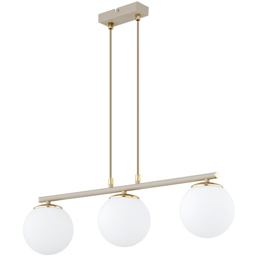 Brilagi - Ripplühter juhtmega MILO ECRU 3xE27/60W/230V beež/kuldne