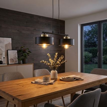 Brilagi - Ripplühter kaabliga 2xE27/60W/230V must/kuldne