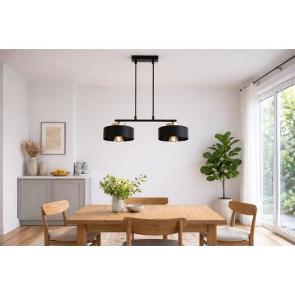 Brilagi - Ripplühter kaabliga 2xE27/60W/230V must/kuldne