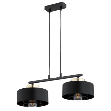 Brilagi - Ripplühter kaabliga 2xE27/60W/230V must/kuldne