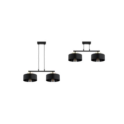 Brilagi - Ripplühter kaabliga 2xE27/60W/230V must/kuldne