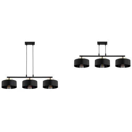 Brilagi - Ripplühter kaabliga 3xE27/60W/230V must/kuldne