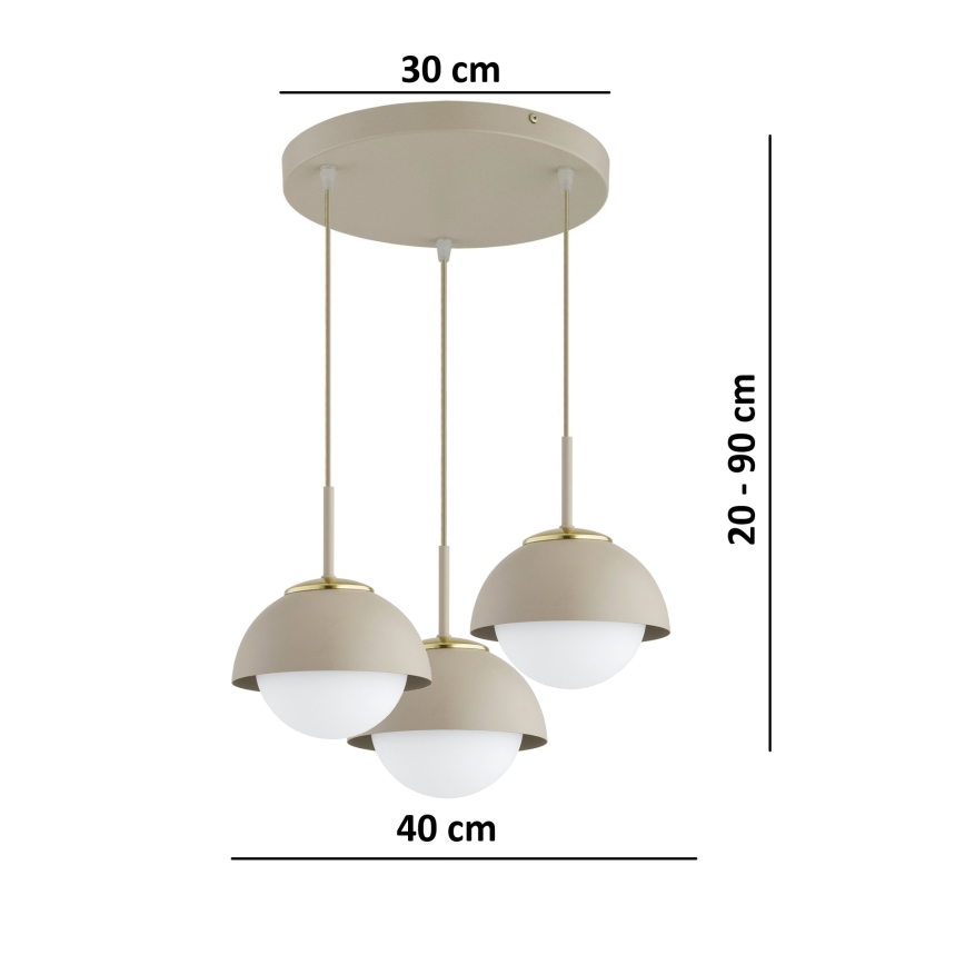 Brilagi - Ripplühter kaabliga COSMO 3xE27/60W/230V beež/kuldne