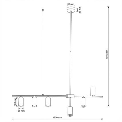 Brilagi - Ripplühter kaabliga CRANE 6xGU10/30W/230V must