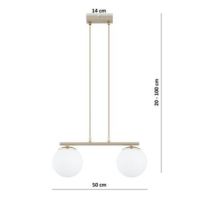 BRILAGI - Ripplühter kaabliga MILO 2xE27/60W/230V beež/kuldne