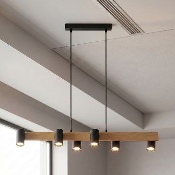 Brilagi - ripplühter kaabliga SELE 6xGU10/30W/230V must/tamme dekor