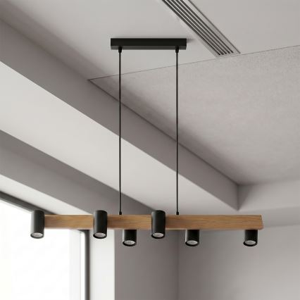 Brilagi - ripplühter kaabliga SELE 6xGU10/30W/230V must/tamme dekor