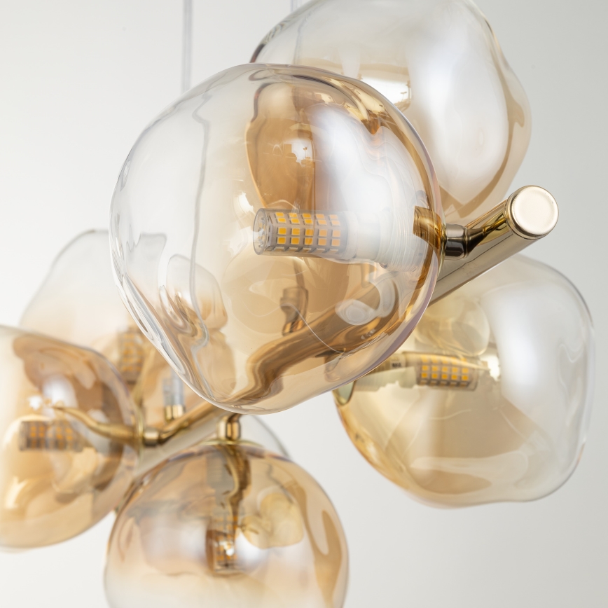 Brilagi - Ripplühter kaabliga VULCANO 7xG9/8W/230V kuldne/suitsune beež