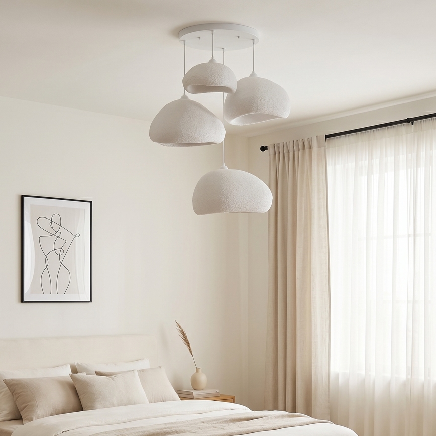 Brilagi - ripplühter kaabliga WABI SABI 4xE27/40W/230V, läbimõõt 95 cm, valge