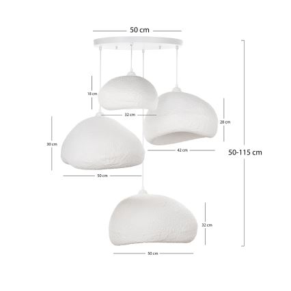 Brilagi - ripplühter kaabliga WABI SABI 4xE27/40W/230V, läbimõõt 95 cm, valge