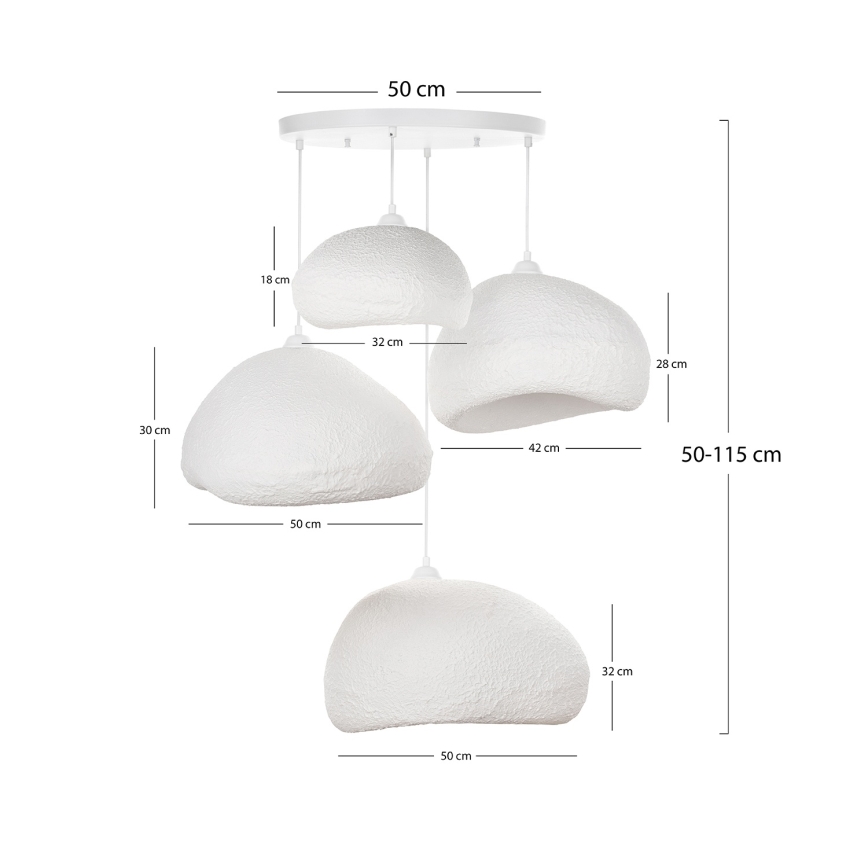 Brilagi - ripplühter kaabliga WABI SABI 4xE27/40W/230V, läbimõõt 95 cm, valge