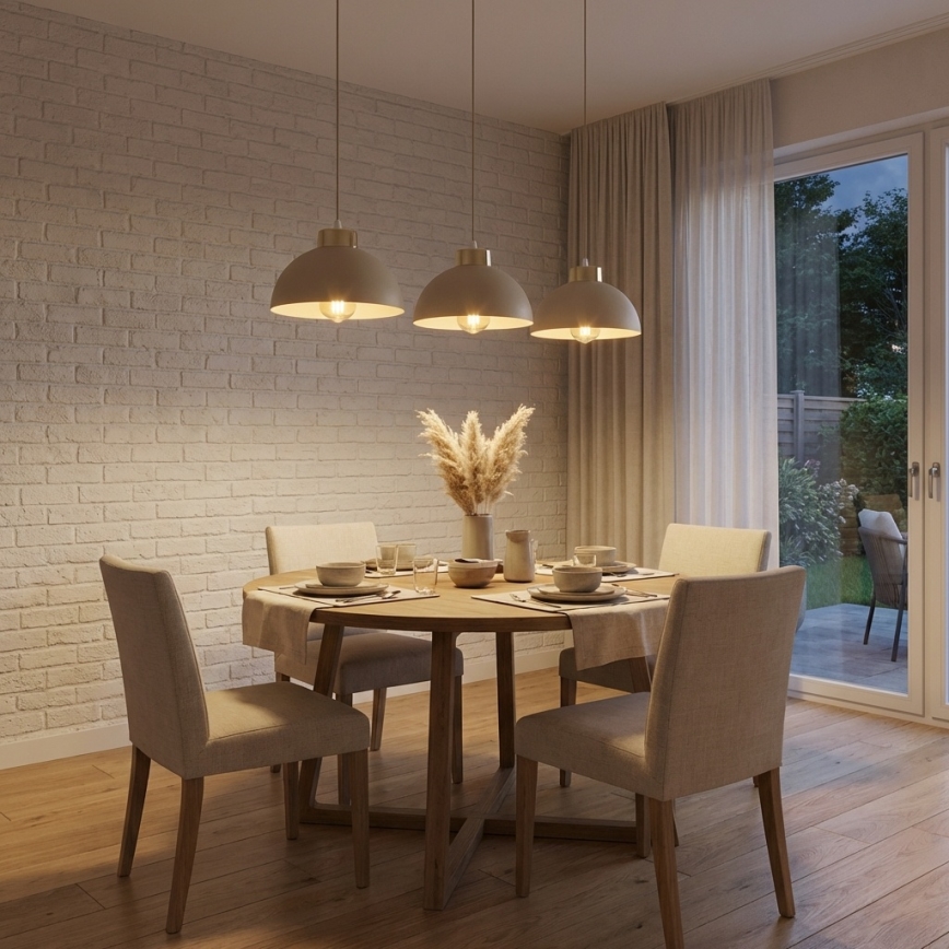 Brilagi - ripplühter kaablil 3xE27/60W/230V beež/kuldne