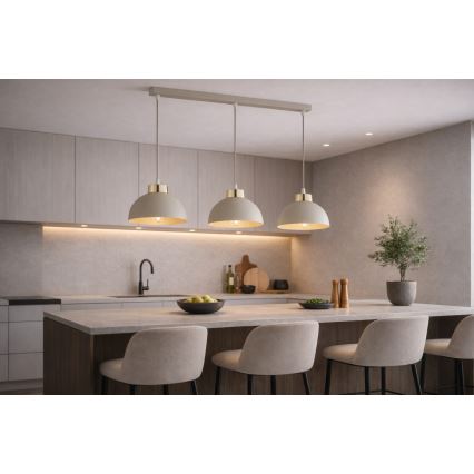 Brilagi - ripplühter kaablil 3xE27/60W/230V beež/kuldne